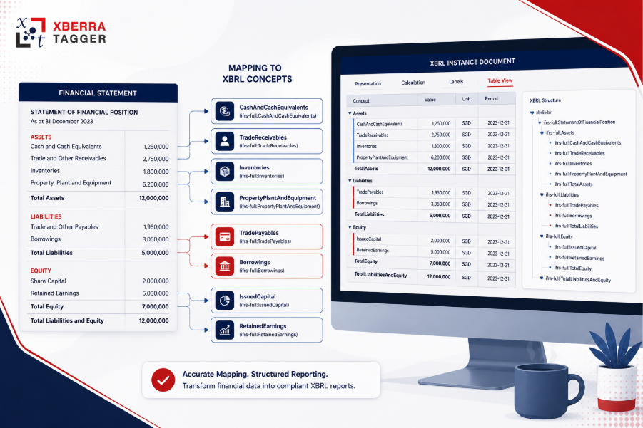 XBRL preparation and mapping of financial statement data to XBRL concepts